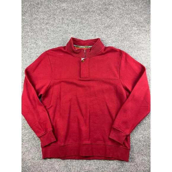 Orvis Other - Orvis 1/4 Zip Sweater Men' XL Red Snap Pullover Mock Neck Cotton Blend Outdoor